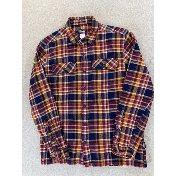 Patagonia FJORD Flannel Long Sleeve Cotton Button Down Shirt (Men's‎ Small) Red - Picture 1 of 11